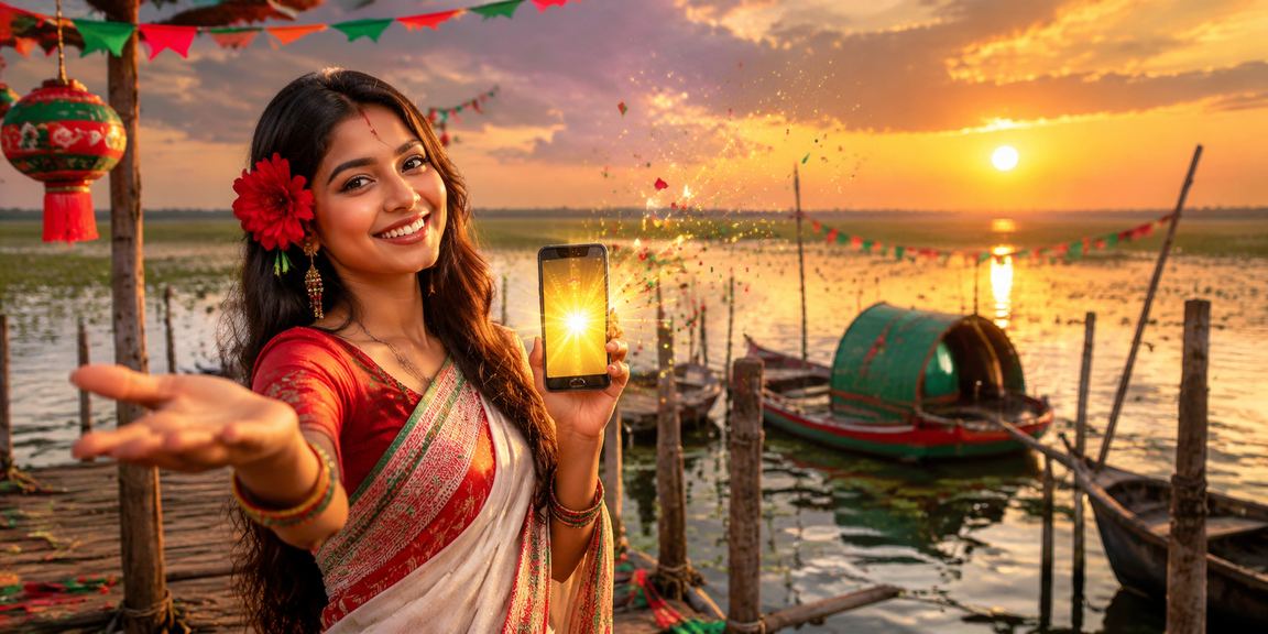 টাঙ্গুয়ার হাওরে পহেলা বৈশাখে মোবাইলে ম্যাচ অডস দেখছেন একজন ব্যবহারকারী